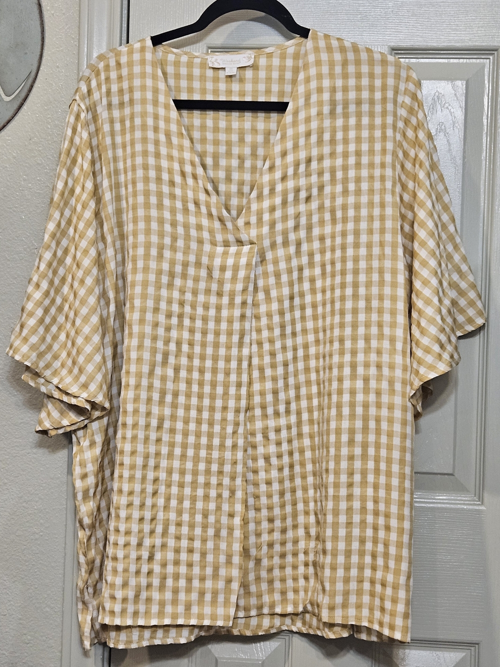 Gingham V-Neck Tunic in Yellow and White